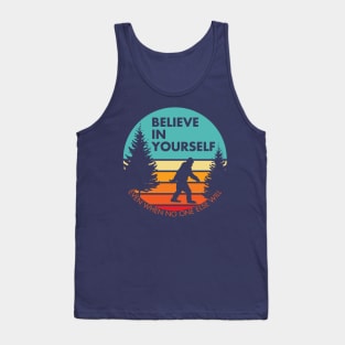 Bigfoot... Believe in Yourself | Block Font | Sunset | Reversed Tank Top